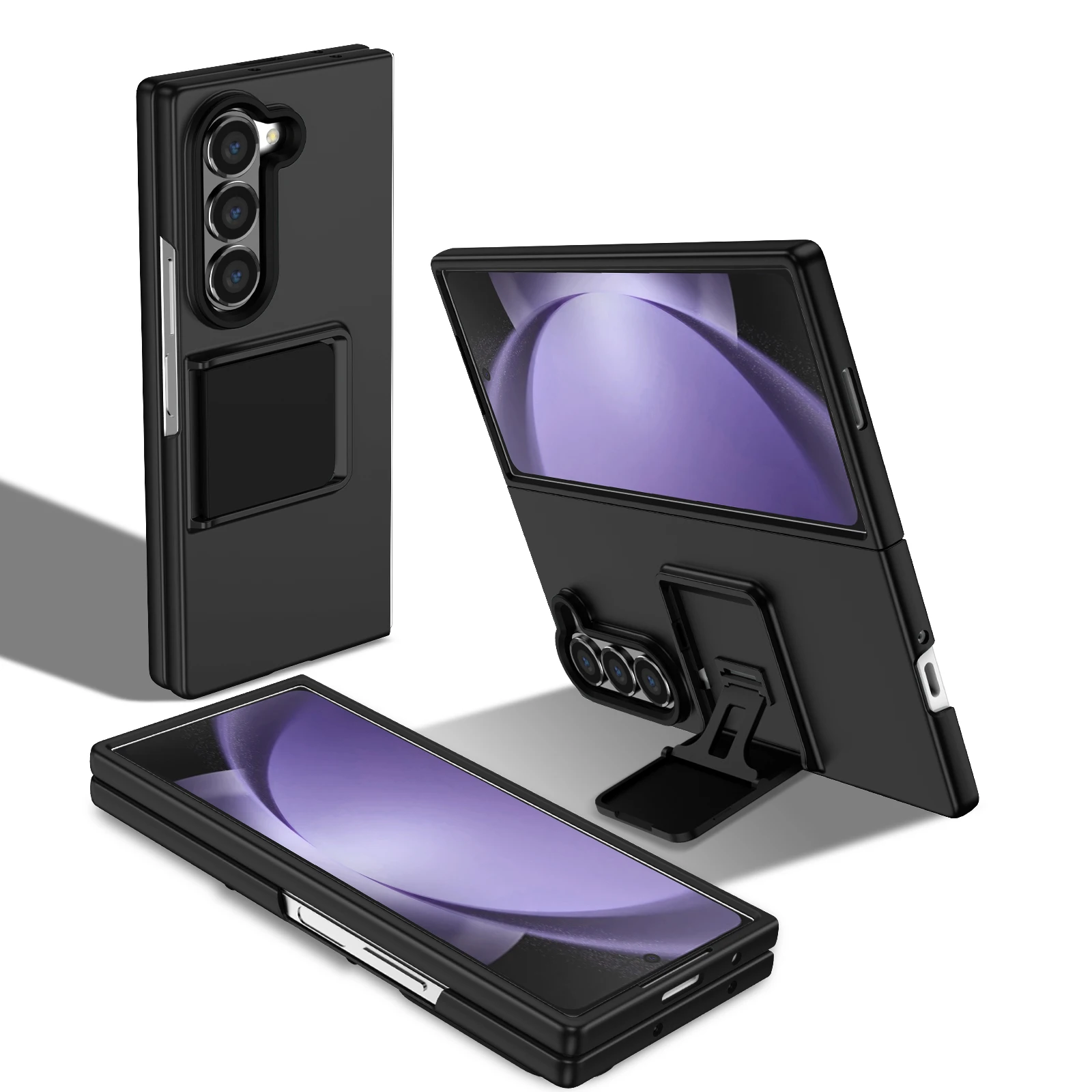 3D Invisible Bracket Solid Color Folding Shockproof Protective Back Cover
