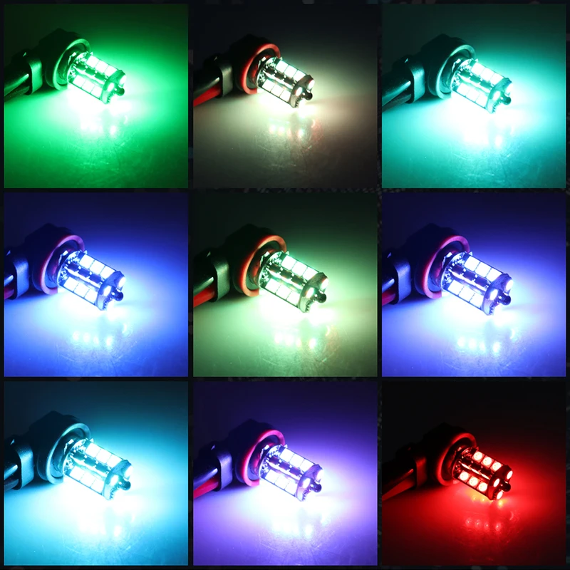 2개 H4 rgb H7 LED 안개등 H8 H11 led 전구 5050SMD 9005 hb3 led hb4 9006 H27 RGB 다채로운 H1 전구 자동차 전면 안개등 리모컨
