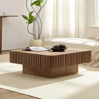 Walnut Coffee Table Modern Handcraft Drum Wooden Solid Wood Veneer Tea Tables for for Living Room Apartment, Coffee Table 1