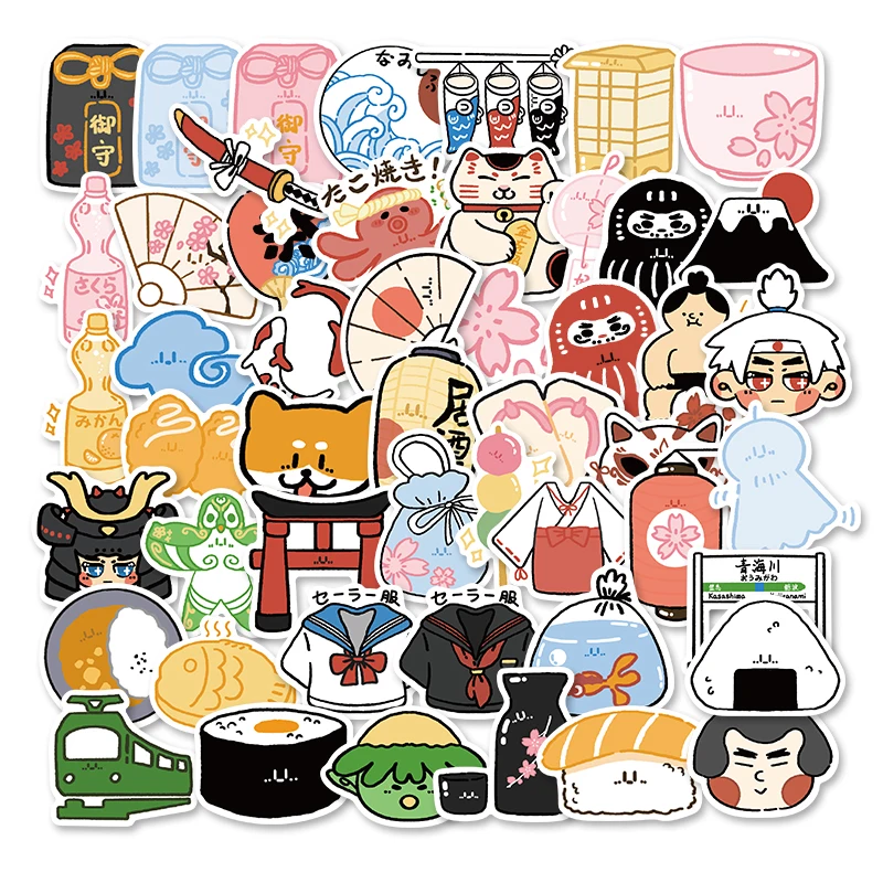 50pcs  Stickers Cartoon Japanese Cute Stickers Decal Sticker for DIY Notebook Water Bottle Laptop