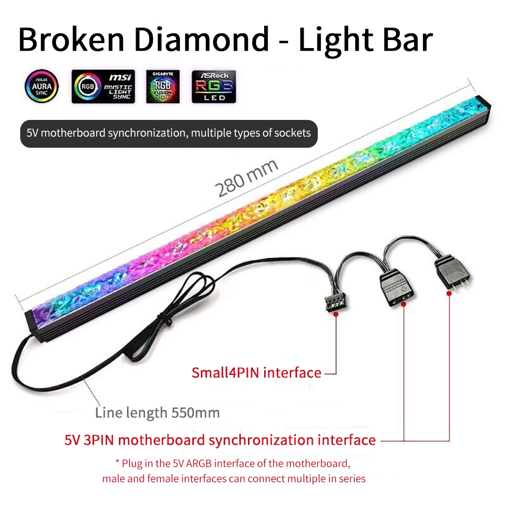 1PC Magnetic ARGB Light Strip 5V/3PIN Small 4Pin Sync Motherboard Strip Lights Color Changing Light Speed Led Strip colorful led boat light kit 44key reote control marine pontoon lights under gunwale light rgb color changing led strip lights