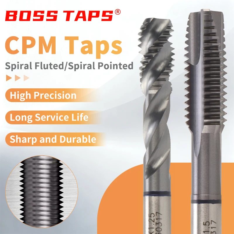 Black Ring CPM Spiral Fluted Tap Pointed M3 M4 M5 M6 M8 M10 M12 Machine Screw Thread Taps For HRC38°