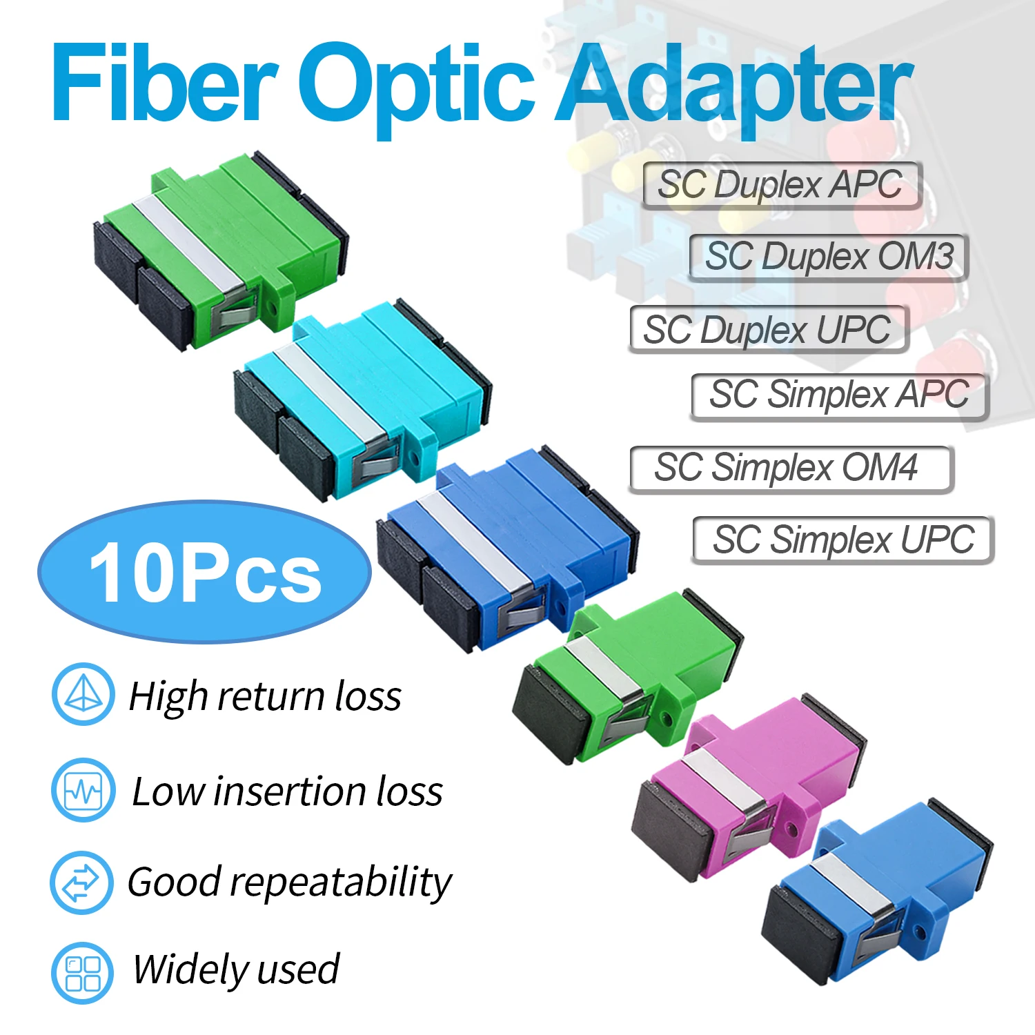 10 Pcs SC to SC UPC/APC/OM3/OM4 Couplers, Duplex Fiber Optical Adapters Cable Connectors for fiber optic adapter