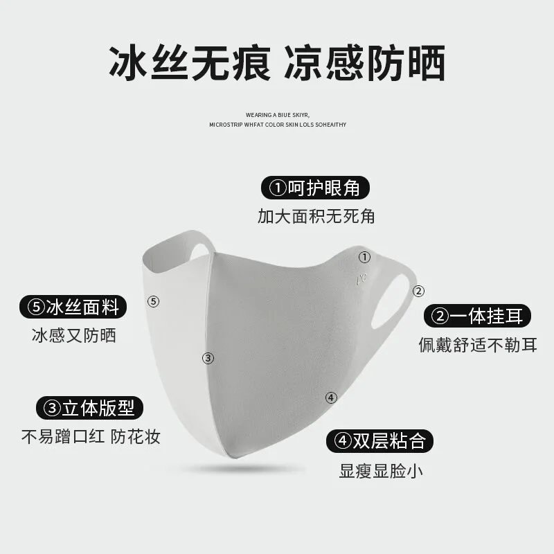 3D Stereoscopic Ice Silk Sunblock UV Protection Eye Angle Breathable Face Mask for Men and Women Protection Thin