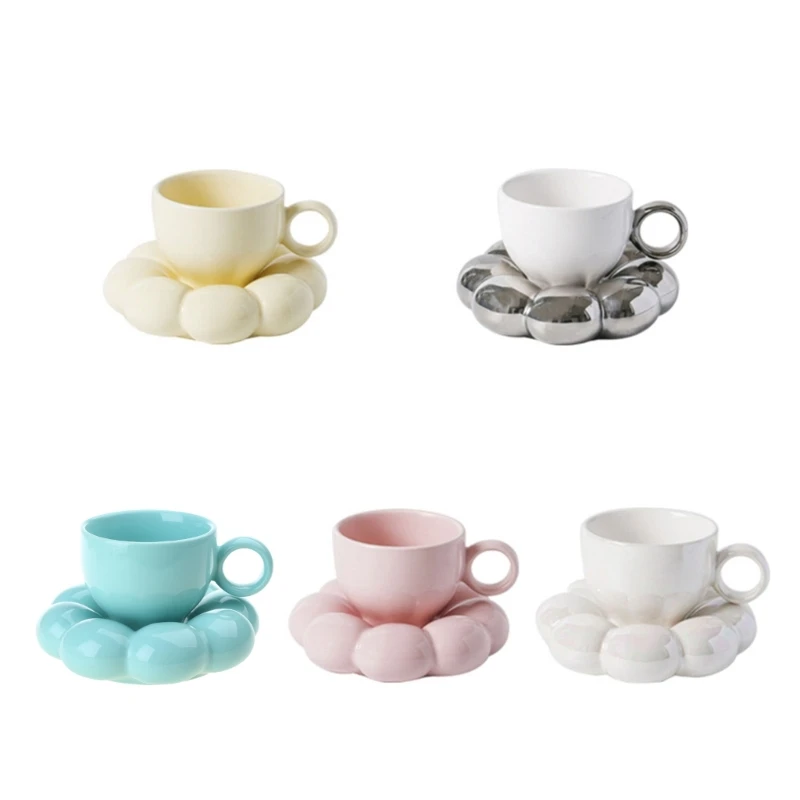 

200ml Ceramic Coffee Mug with Saucers Porcelains Tea Cups for Office and Home T21C