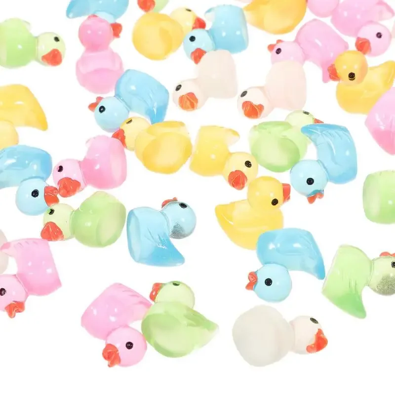 Miniature Duck Figurines 50/10Pcs Tiny Rubber Ducks Glow In The Dark Mini Resin