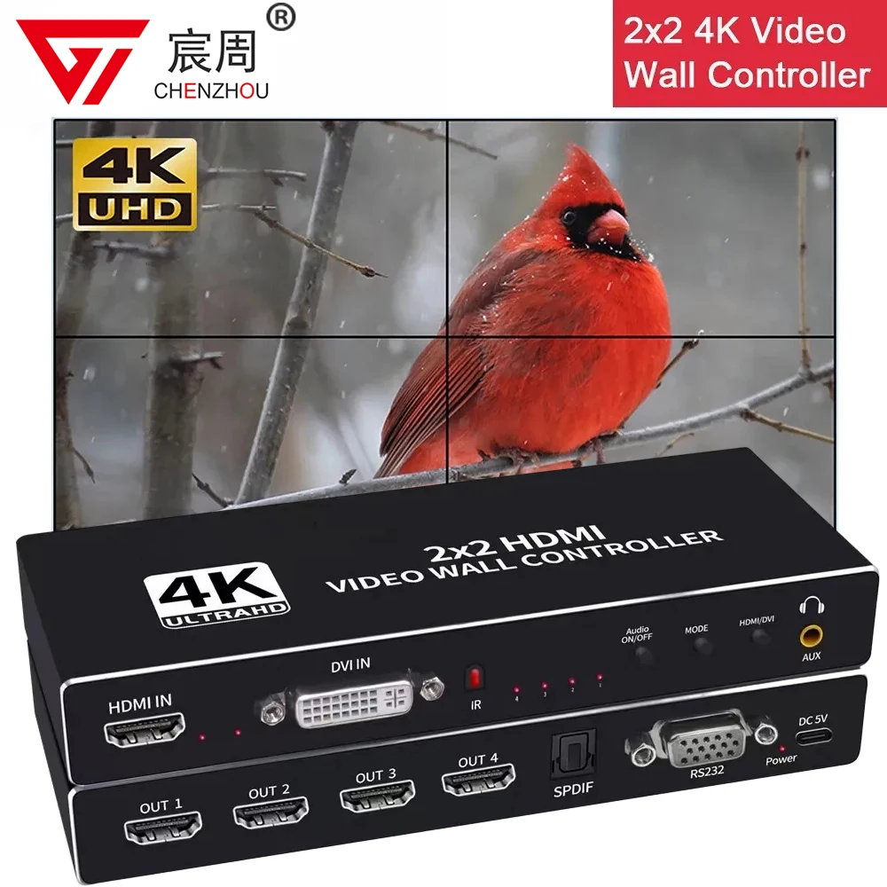 Настенный видеоконтроллер DVI HDMI, 2x2, 1080P, HDMI, 1X2, 1X4, 1X3, 2X1, 3x1, 4X1, мульти-видеоэкран, процессор, устройство для сращивания 2x2 HDMI DVI TV Video wall Controller Processor 1X2 1X4 1X3 2X1 3x1 4X1 multi