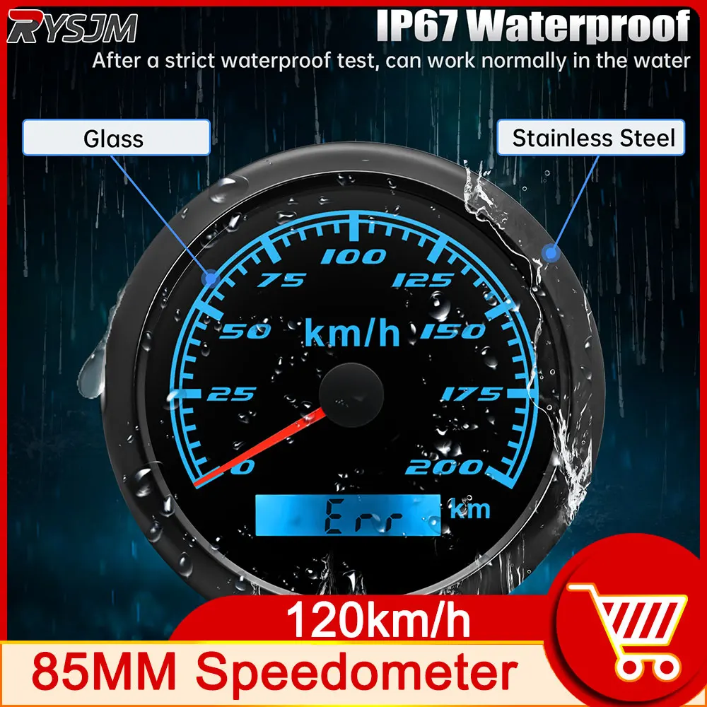 

12V24V Универсальный Водонепроницаемый 85 мм 7 цветов подсветка GPS Спидометр с GPS антенной 0-200 км/ч для лодки автомобиля грузовика автобуса мотоцикла