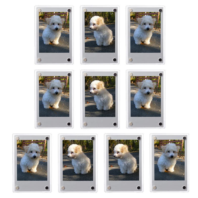 Instant film paper magnet photo frames 1-10 Pack 3 inch acrylic fridge magnetic 2 sided photo frame for Fujifilm Instax Mini 12 SE 40 Evo Liplay mini film photo paper