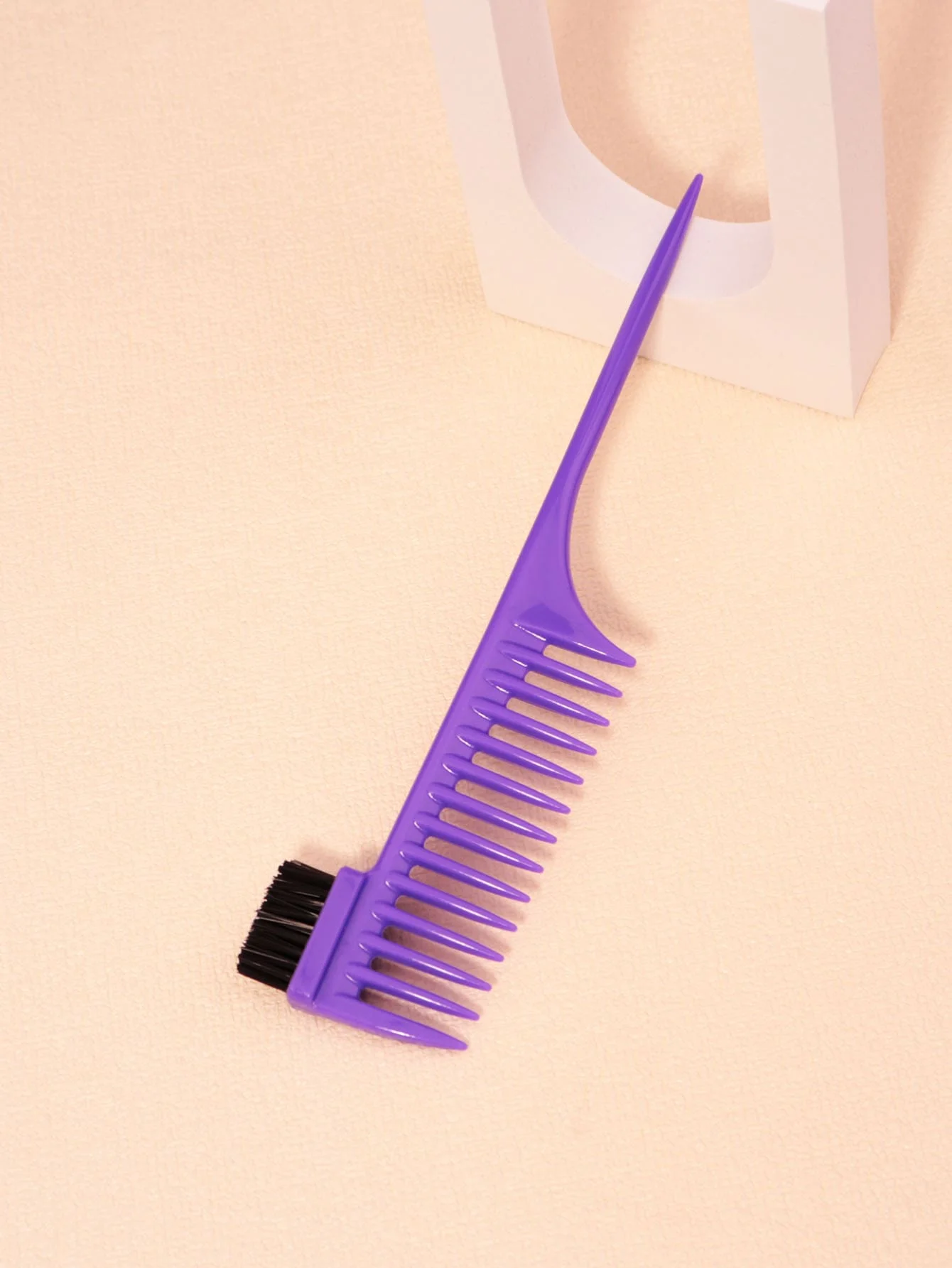 Hair styling comb set with 3 rows of nylon hair brushes, steel needle pointed tail comb, and edge control brush 4