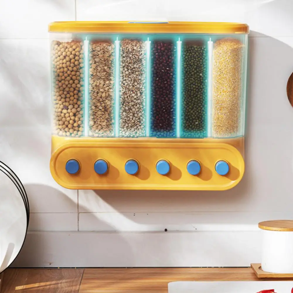 

2/4/6L Food Grains Storage Box Wall Mounted Storage Tank Sealed Moisture Proof Rice Buckets Kitchen Grain Classified Container