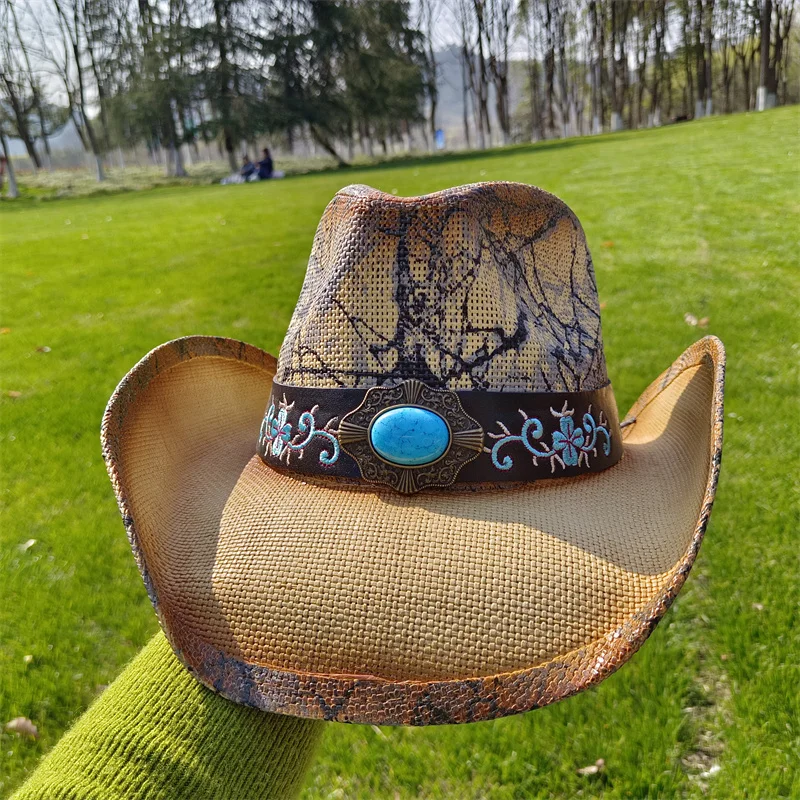 Verdickter Western-Cowboyhut, Vintage-Aufkleber, Strohhut, 2024, neuer Herren- und Damen-Jazz, großer Cowboyhut, Strohhut, Sonnenhut, Sommer – Detail 22
