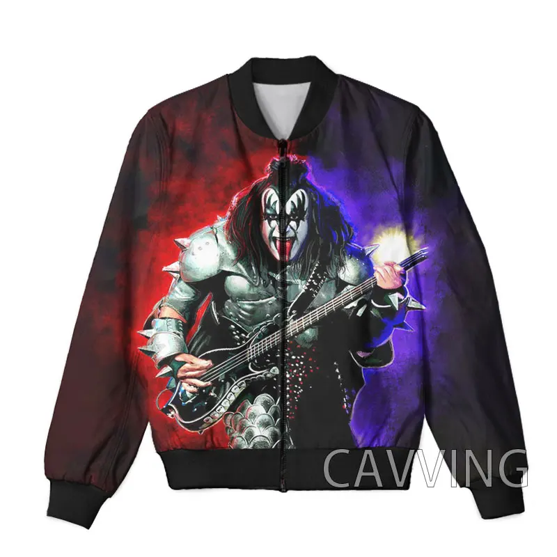 New Fashion Women/Men's  3D Print  KISS Rock Band   Zipper Bomber Jackets Men Overcoat Mens Coat Zip Up Jackets  K02 4