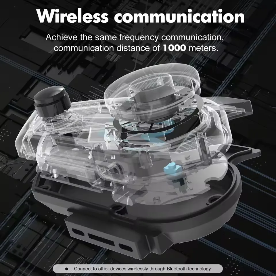 Houtonsen S3 Motorcycle Helmet Bluetooth Headset Intercom 2 Riders 1000M Communicator IP67 Waterproof Music Player Interphones