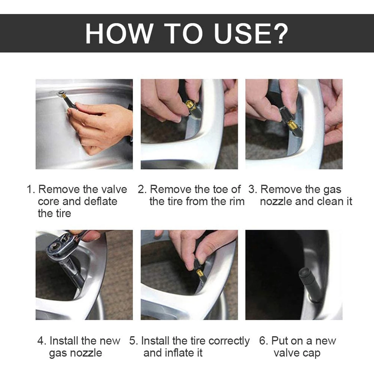 100Pcs TR414 Tubeless Rubber Car Wheel Tyre Valve with Metal Valve Puller Tool Durable Premium Tubeless Tire Valve Stem Rubber