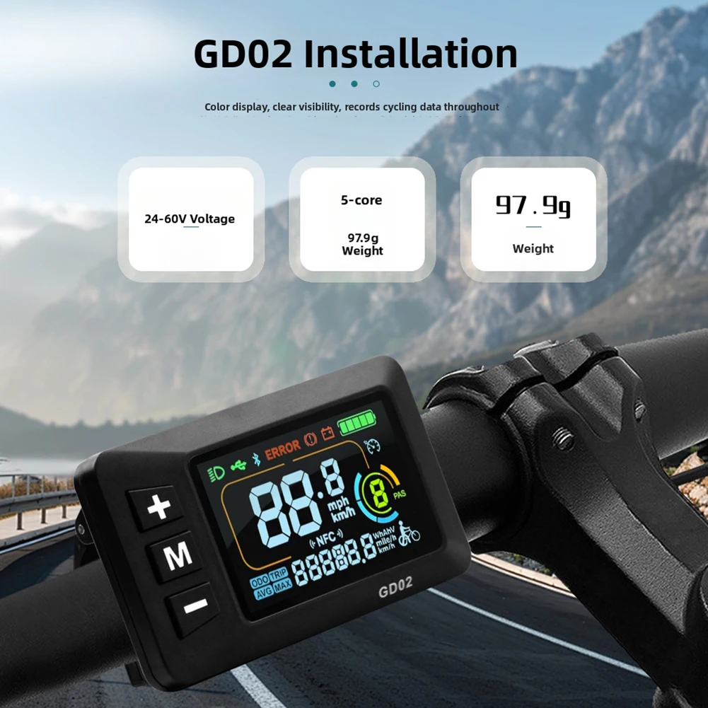 GD02 스마트 LCD 디스플레이 전기 자전거 5 핀 방수 커넥터 전기 자전거 디스플레이 미터 전자 자전거 액세서리 1pcs