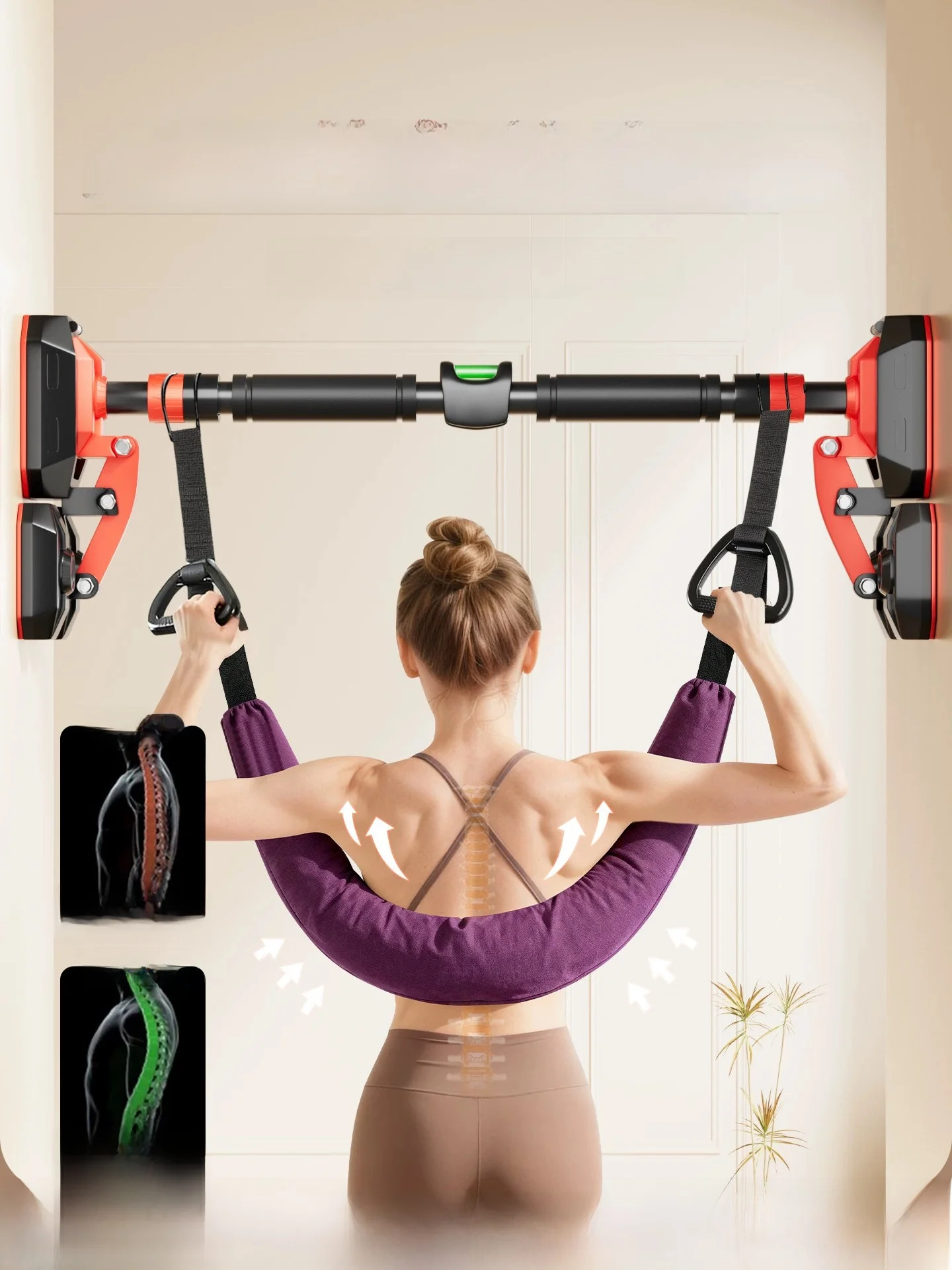 가정용 실내 요추 척추 견인 벨트 스윙 바백 디스크 헤르니아 벨트 척추 확장 스트레칭 바 (피트니스용)