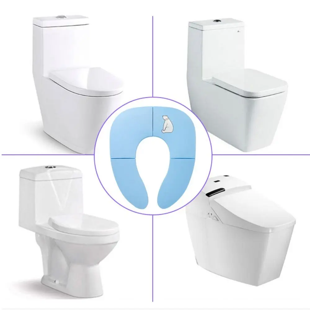 Foldable Baby Travel Toilet Seat Washable Cartoon Travel Potty Seat Non-Slip Suction Cups Baby Potty Mat Public Restrooms