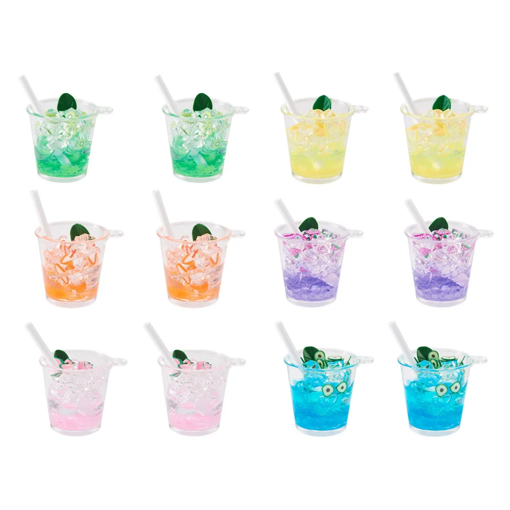 

5pcs Resin Ice Drink Big Pendant Faux Drink Charms with Fruit for Keychain Phone Case Hange Ornment DIY Craft Jewelry Making