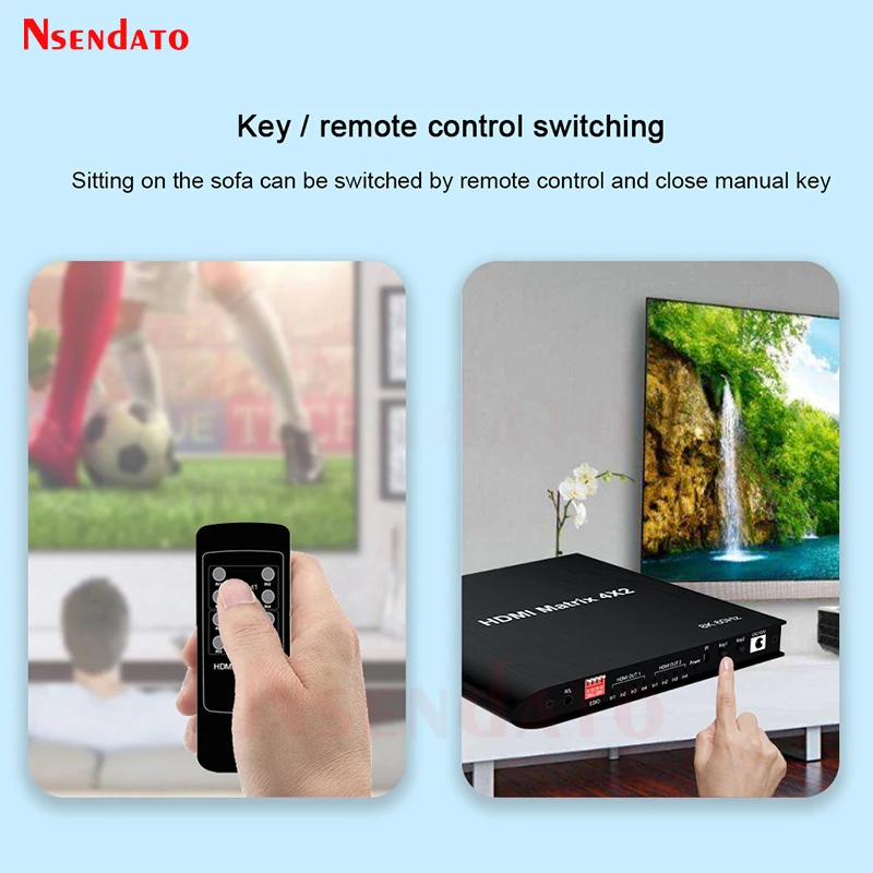 8K 60Hz HDR HDMI True Matrix 4x2 4K 120Hz 4 in 2 out HDR HDMI Matrix Splitter Switcher Switch Box for PS4 HDTV Computer Monitor