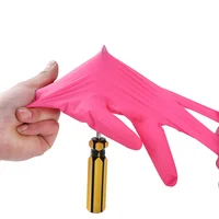 Pink Nitrile Disposable Gloves 20/50PCS Powder & Latex Free Gloves for Kitchen Cooking Household Beauty Petcare Hair Dye Gloves - Image 3
