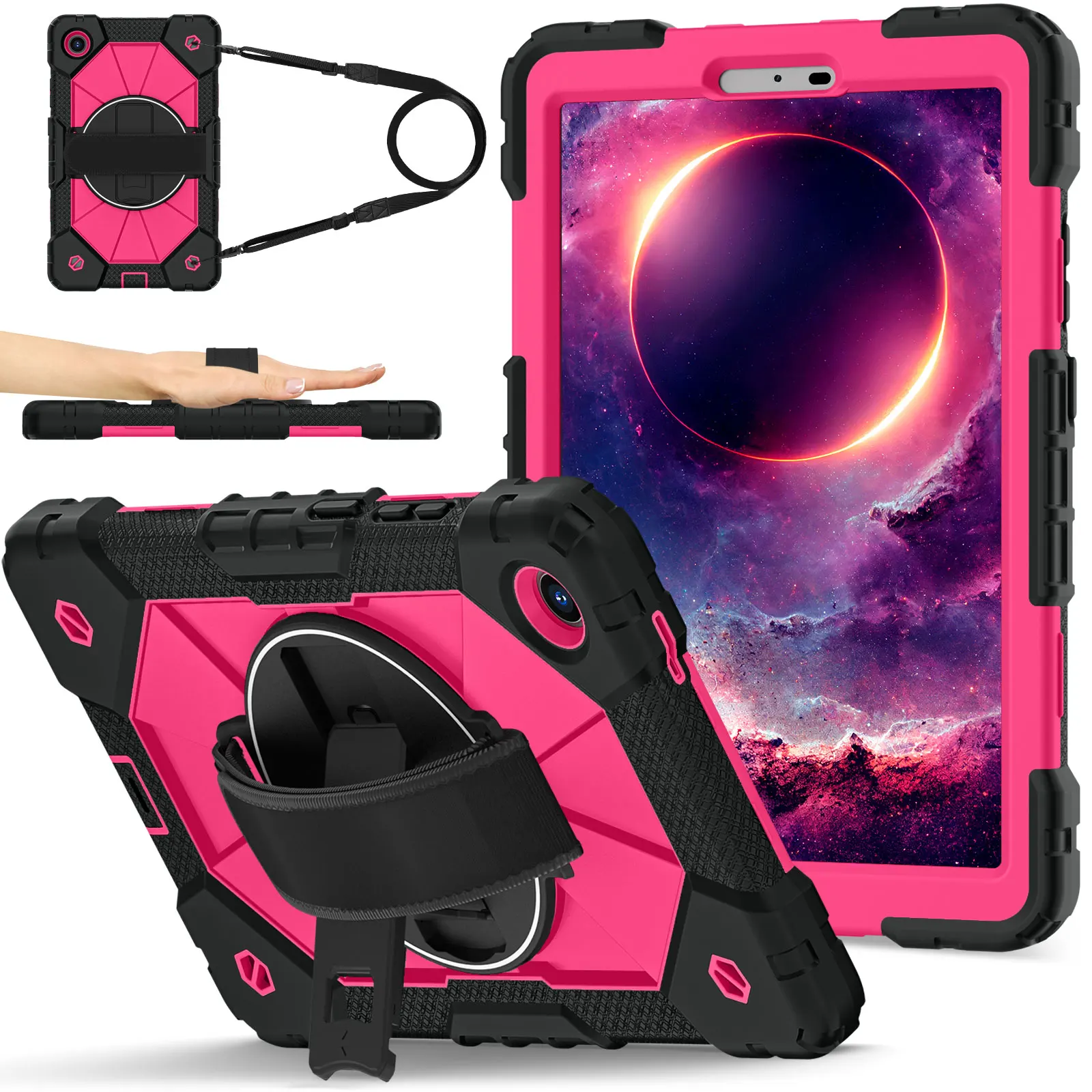 Heavy Duty Rugged Protective Silicone Tablet Case with Strap