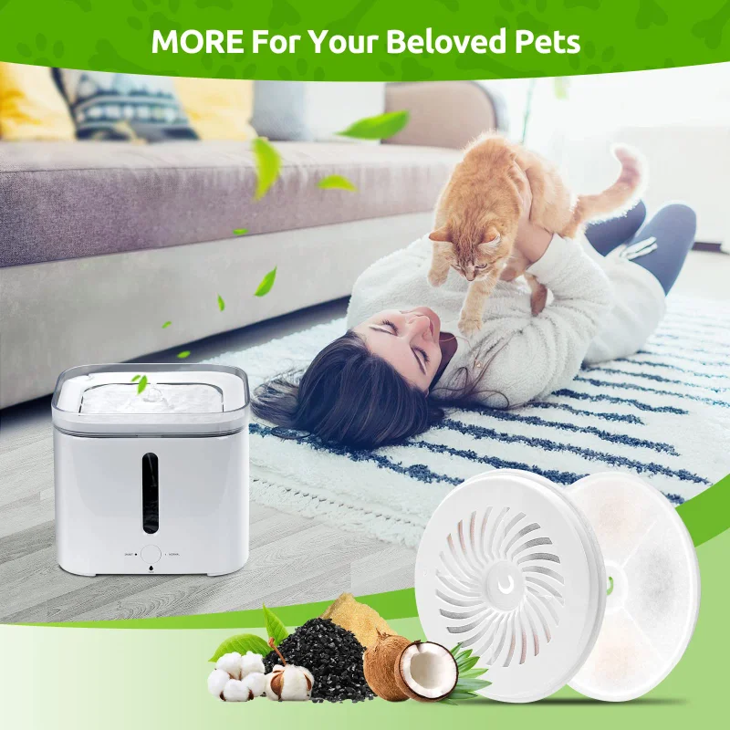 

6 pieces Filter Replacement Compatible with Petit EVER and PURE series Cat Water Fountain 4 layer filtration system
