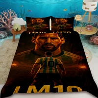 Housse de couette Lionel Messi Superstar du football, ensemble de literie imprimé, housse de couette douce, ensemble de literie taille King/Full pour garçon 6