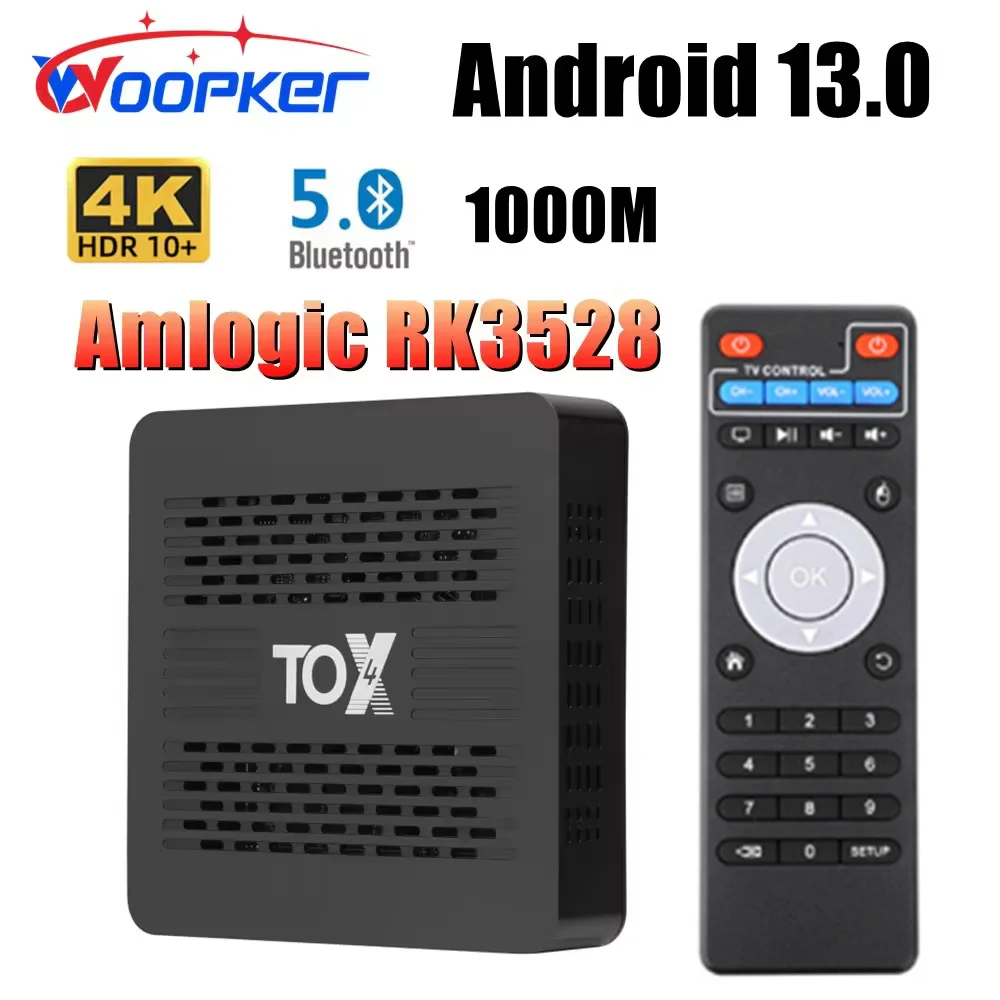 Woopker TOX4 Smart TV box RK3528 Android 13 4GB 32GB BT5.0 AV1 1000M LAN 2.4G 5.8G Dual Wifi 4K Multimedia Player Set Top Box
