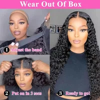 Perruque Lace Closure Wig sans colle Remy naturelle, Deep Wave, 6x4 5x5, densité 180, en vente, pour femmes africaines 3