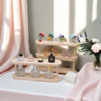 Wooden Storage Shelf 2-Tiers Desktop Organizer Shelves Desk Perfume Display Rack Desktop Dressing Table Cosmetics Storage Rack 5