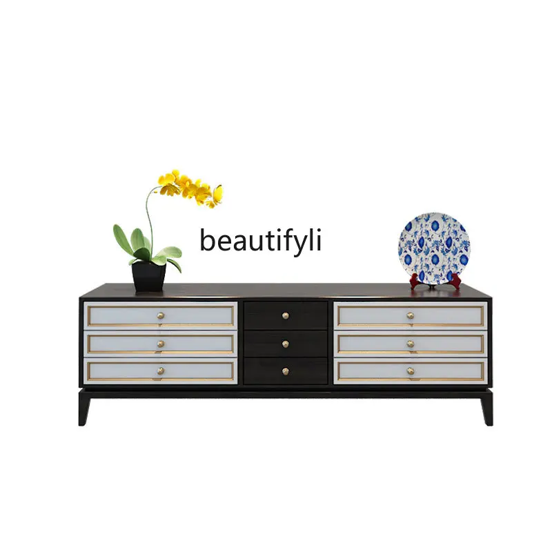 

New Chinese Style Solid Wood TV Cabinet Coffee Table Combination Modern Simple and Light Luxury Living Room Bedroom furniture