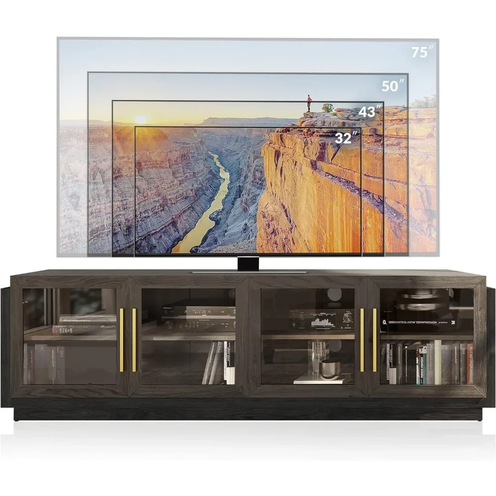

Stand for TVs up to 75", Modern TV Cabinet & Entertainment Center with Shelves, Wood Storage Cabinet for Living