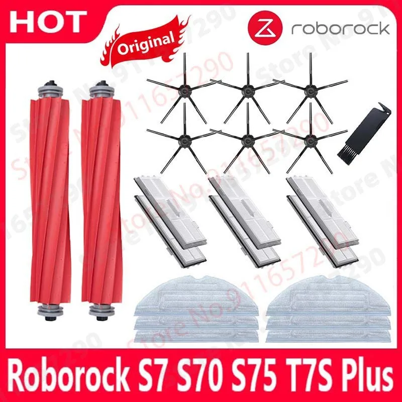 Roborock S7 S70 S7Max T7S T7S Plus Main Side Brush Mops Cloths HEPA Filter Kit Robotic Vacuum Cleaner Accessories хозяйственная насадка моп mr brush