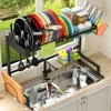 Over The Sink Dish Drying Rack (Adjustable Height/Length) Snap-On Design 2 Tier Large Dish Drainer Kitchen Organization 1