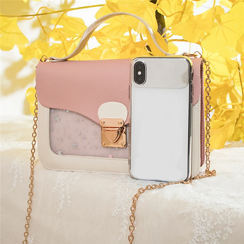 

Women Mini Small Square Pack Shoulder Bag Fashion Star Sequin Designer Messenger Crossbody Clutch Wallet Handbags 5 Color