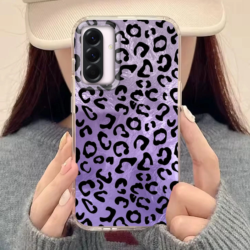Retro Leopard Print Phone Case with Blue Background