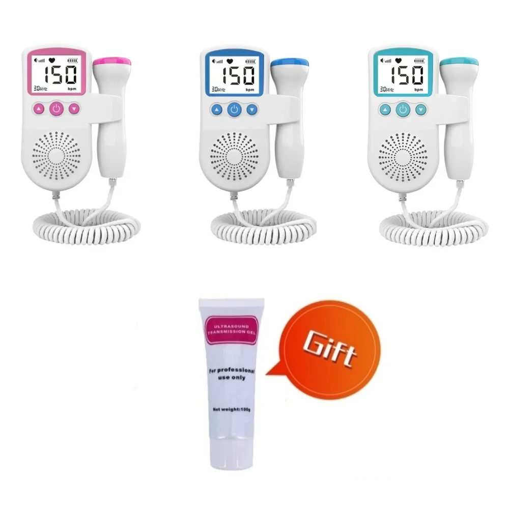 Nuovo Doppler Fetale Cardiofrequenzimetro Retroilluminazione Lcd Colore Rosa Con Sonda Baby Heart Beat Monitor Sonda Ultrasuoni Couplant