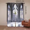 2Pcs Gothic Curtains Medieval Stone Balcony Graphic Design Mystic Middle Age Story For Bedroom Living Room And Dining Room A 5
