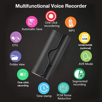500 Hour Digital Audio Recorder Professional Micro Flash Drive Recorder 32GB 64GB MP3 Player For Recording Lecture Sessions 2