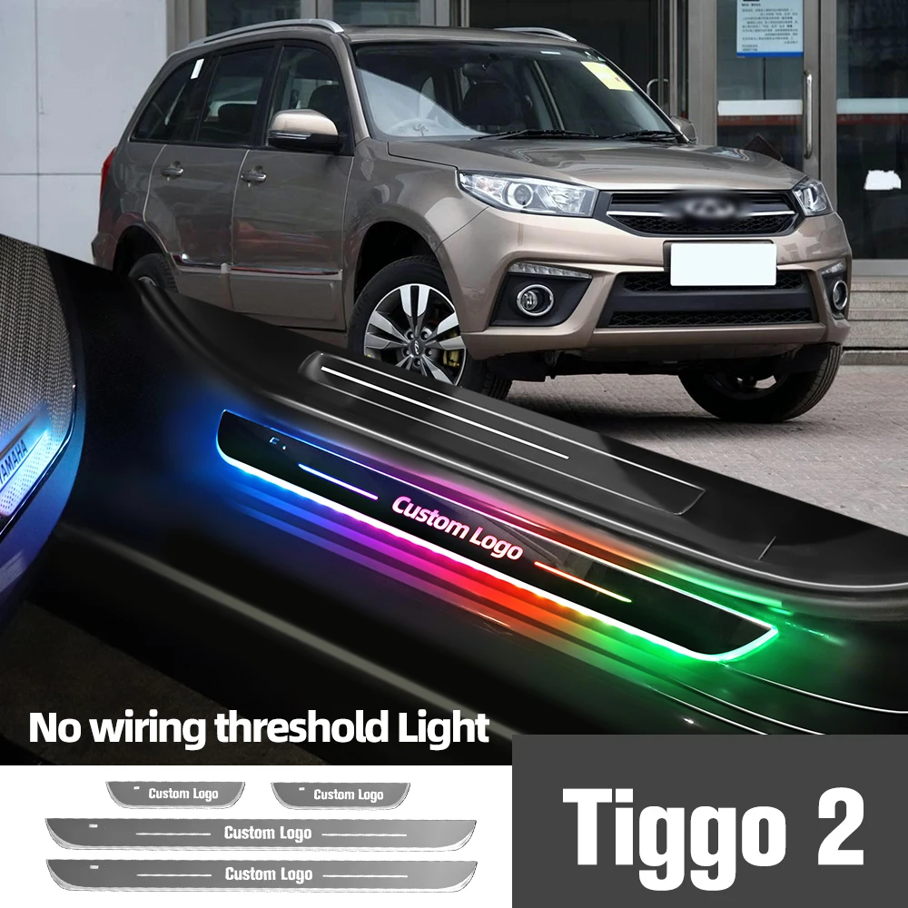

For Chery Tiggo 2 2016-2019 2017 2018 Car Door Sill Light Customized Logo LED Welcome Threshold Pedal Lamp Accessories