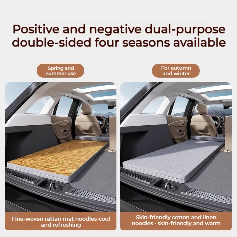 Car Rear Sleeping Pad Folding Extension Board Car Travel Bed Folding Bed Non Inflatable Camping Office Rest Mat With Pillow
