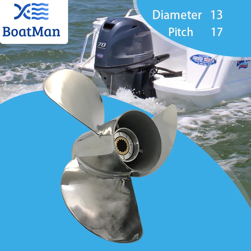 

Лодочный пропеллер 13x17 для подвесного мотора Yamaha 50-130HP, нержавеющая сталь, 15 зубьев, сращивающийся двигатель, часть 688-45930-01-98