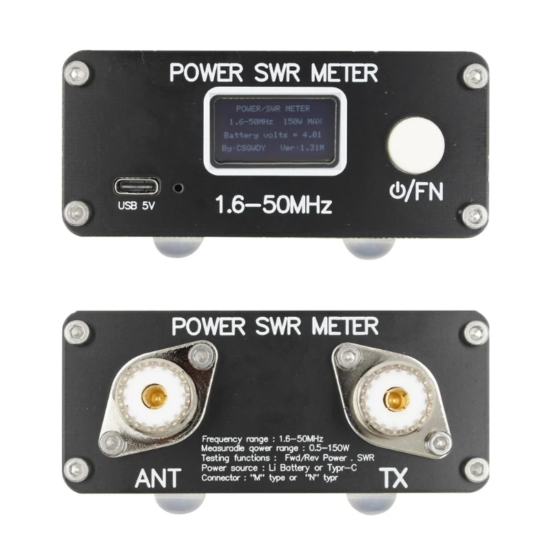 명확한 통신 QRP 150W SWR 안테나 튜너 SWR 전력계 FM-CW/AM-SSB 1.0-99.9 정재파 측정 범위