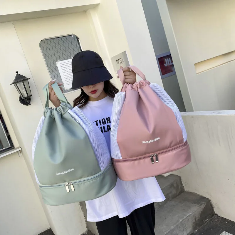 

Portable Sports Fitness Bag Men Women's Drawstring Large Cycling Basketball Female Luggage Travel Yoga Backpack Swimming Bag