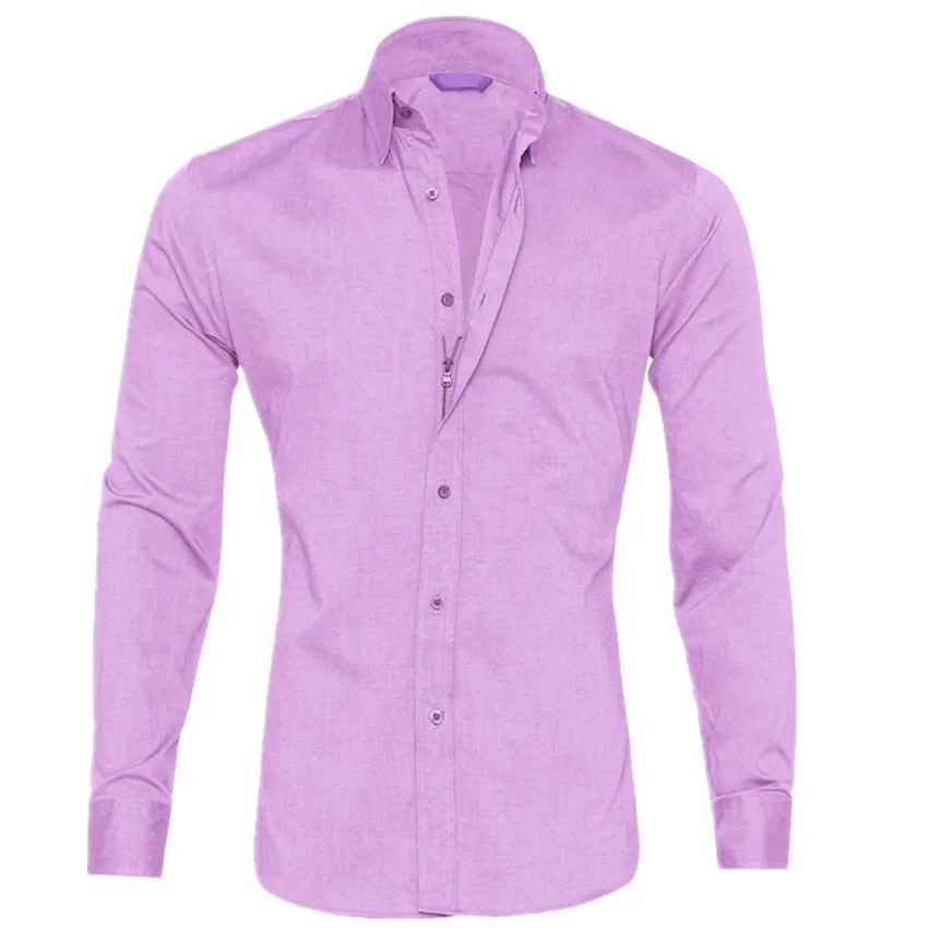 Mens Long Sleeve Solid Casual Shirt