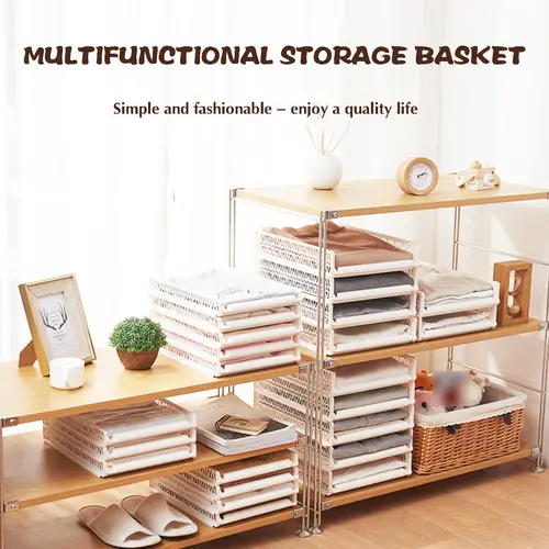 Bedroom Storage Shelves Wardrobe Closet Layered Partitions Home Drawers Organizer Stackable Storage Box Space Separation Tool - Image 4