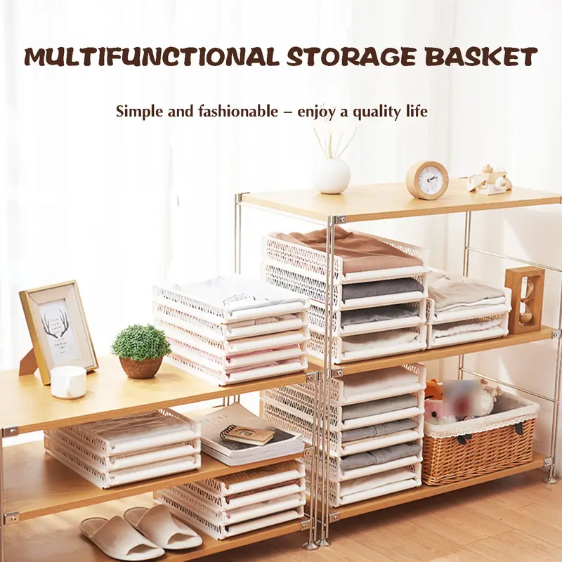 Bedroom Storage Shelves Wardrobe Closet Layered Partitions Home Drawers Organizer Stackable Storage Box Space Separation Tool - Image 4
