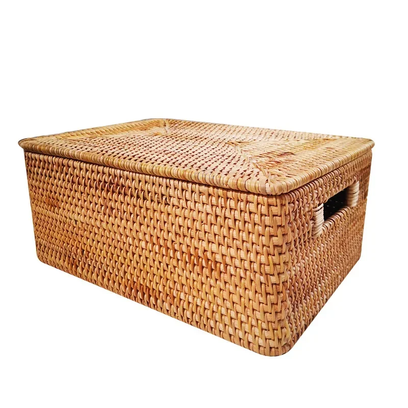 

Laundry Basket Rattan Woven Storage Basket Handmade Brown Large Capacity Portable Clothing Storage Box Indoor Household Items