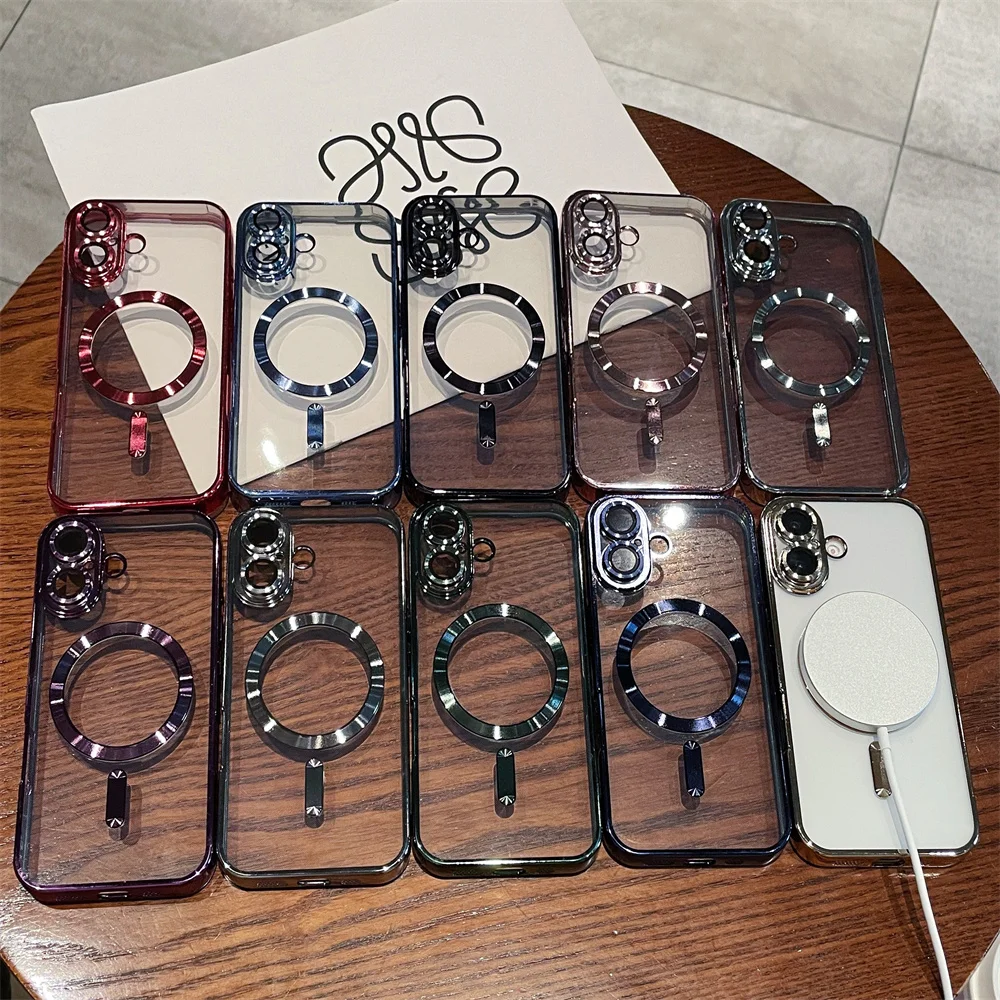 Luxury Clear Plating Magnetic Phone Case Cover